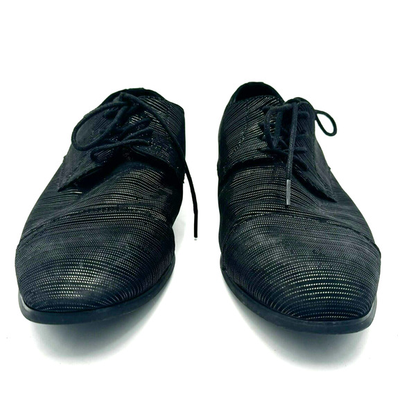 TALLIA Loafer Men's 9 Danilo Cap Toe Lace-Up Black Silver Metallic Dress Shoe - Picture 4 of 9